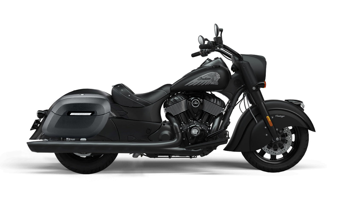 40L - Lamellar Raven Extra Large Indian Vintage Darkhorse Matte Motocicleta Hard Alforjas