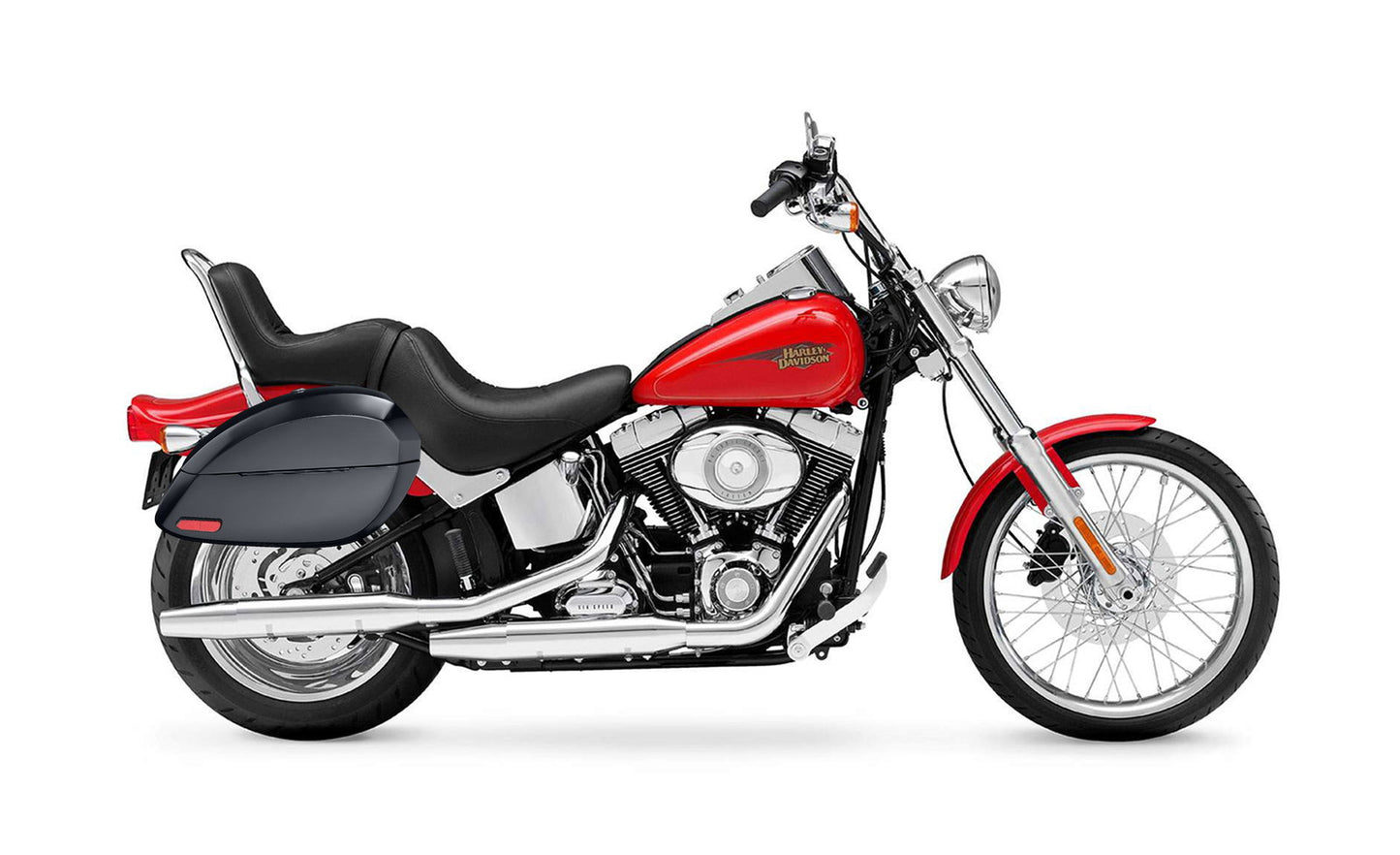 28L - Phantom Large Painted Motocicleta Hard Alforjas para Harley Softail Custom FXSTC