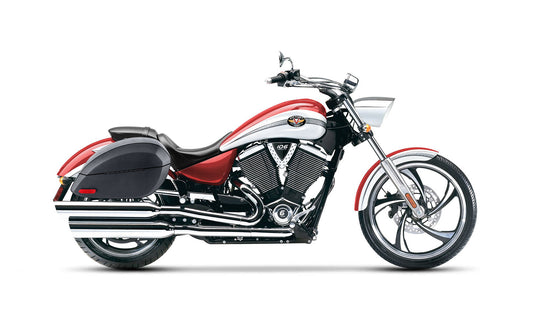 28L - Phantom Large Victory Vegas Leather Wrapped Motocicleta Hard Alforjas