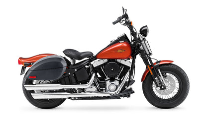 28L - Phantom Large Leather Wrapped Motocicleta Hard Alforjas para Harley Softail Cross Bones FLSTSB