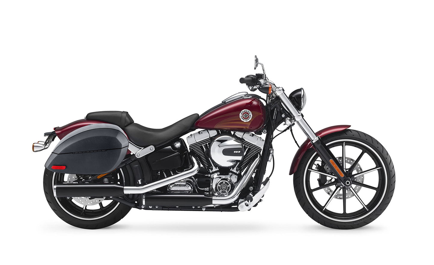 28L - Phantom Large Leather Wrapped Motocicleta Hard Alforjas para Harley Softail Breakout FXSB