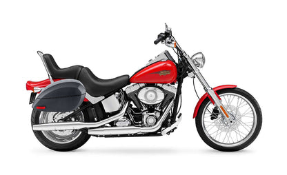 28L - Phantom Large Leather Wrapped Motocicleta Hard Alforjas para Harley Softail Custom FXSTC