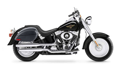 28L - Phantom Large Leather Wrapped Motocicleta Hard Alforjas para Harley Softail Fatboy FLSTF/I