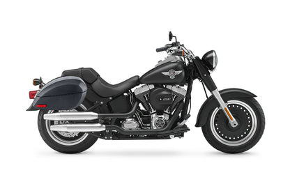 28L - Phantom Large Leather Wrapped Motocicleta Hard Alforjas para Harley Softail Fat Boy Lo FLSTFB
