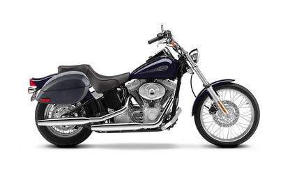 28L - Phantom Large Leather Wrapped Motocicleta Hard Alforjas para Harley Softail Standard FXST/I
