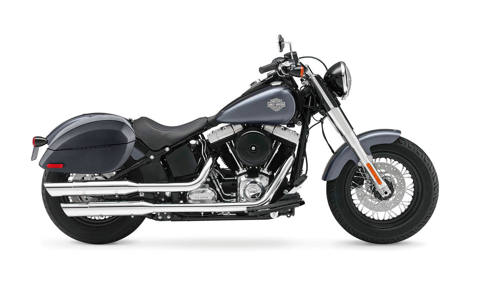 28L - Phantom Large Leather Wrapped Motocicleta Hard Alforjas para Harley Softail Slim FLS