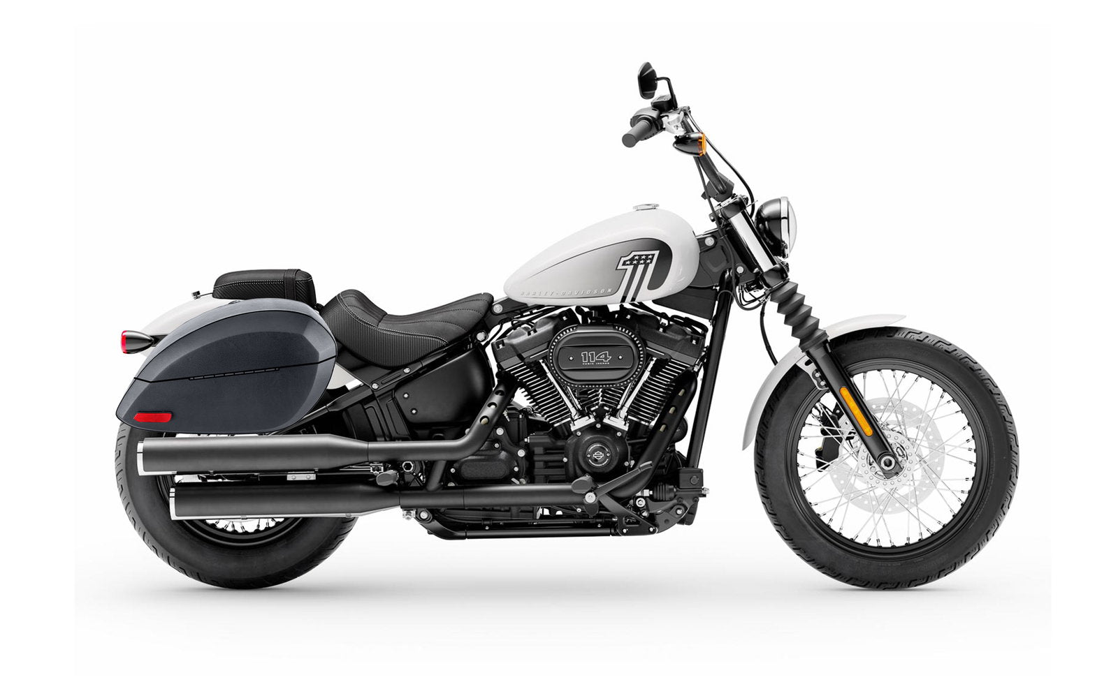 28L - Phantom Large Leather Wrapped Motocicleta Hard Alforjas para Harley Softail Street Bob FXBB/S