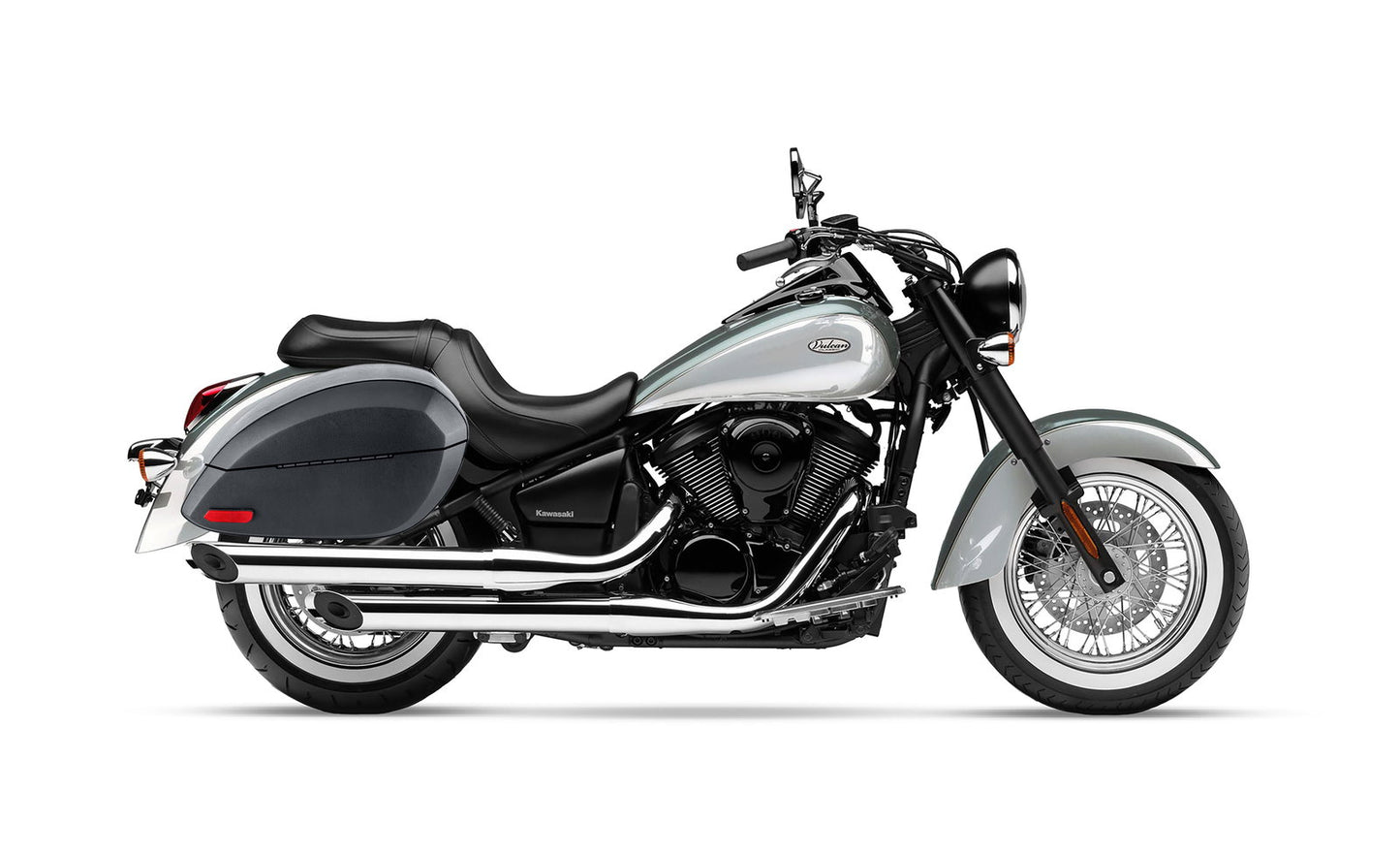 28L - Phantom Large Kawasaki Vulcan 900 Classic VN900 Leather Wrapped Motocicleta Hard Alforjas