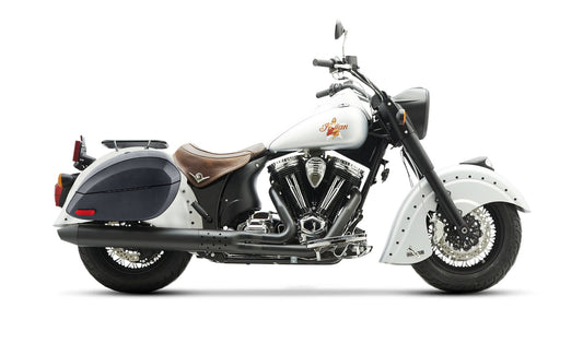 28L - Phantom Large Indian Chief Bomber Leather Wrapped Motocicleta Hard Alforjas