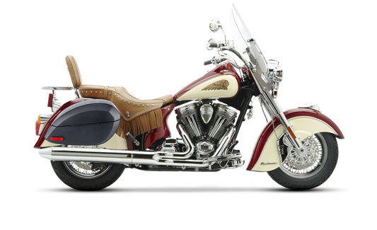28L - Phantom Large Indian Chief Roadmaster Leather Wrapped Motocicleta Hard Alforjas