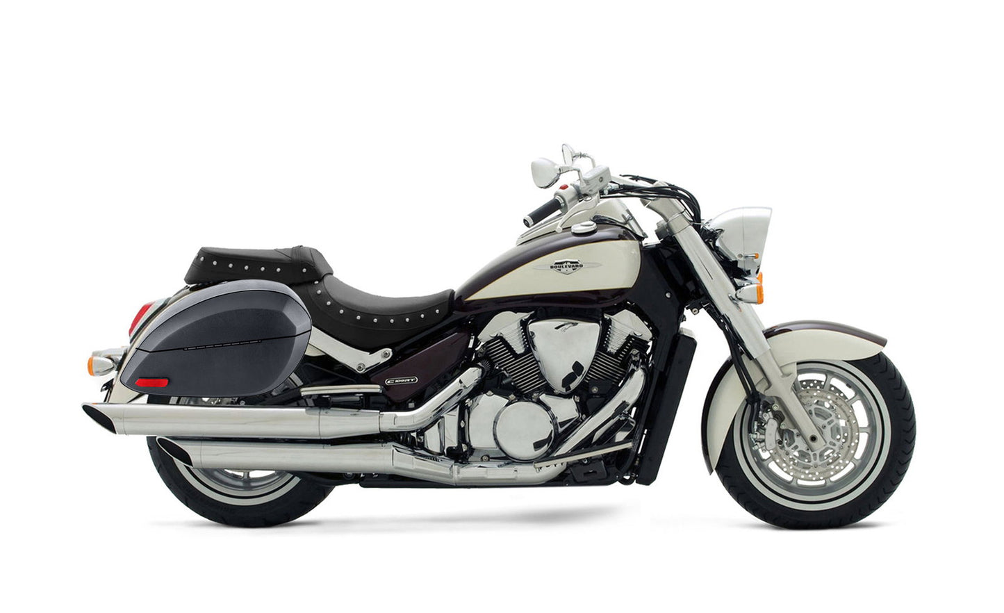 28L - Phantom Large Suzuki Boulevard C109 Leather Wrapped Motocicleta Hard Alforjas