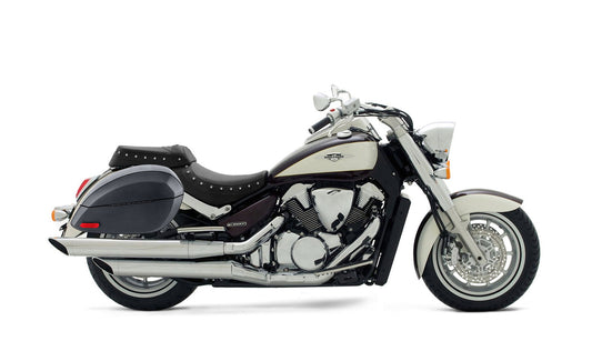 28L - Phantom Large Suzuki Boulevard C109 Leather Wrapped Motocicleta Hard Alforjas