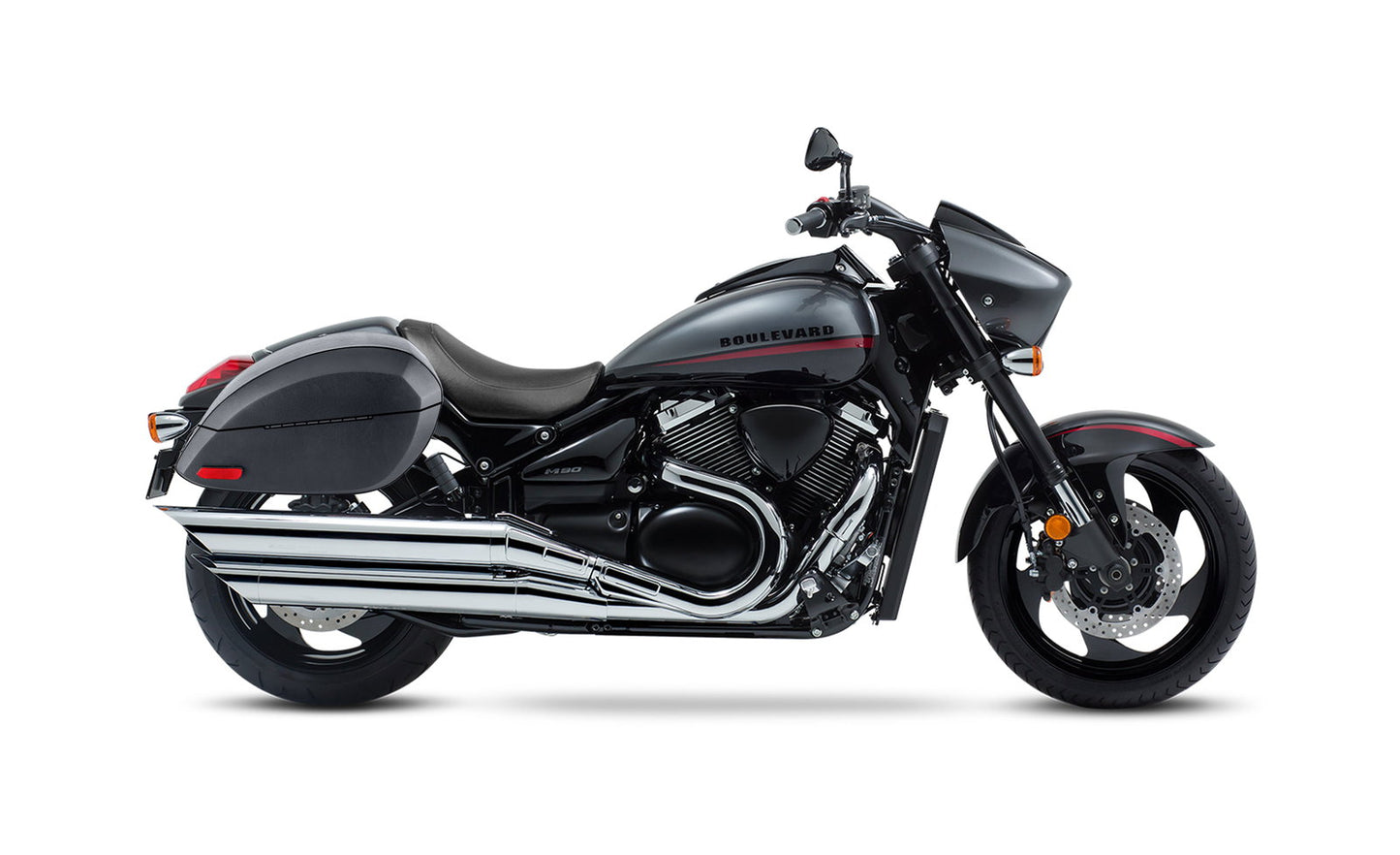 28L - Phantom Large Suzuki Boulevard M90 VZ1500 Leather Wrapped Motocicleta Hard Alforjas