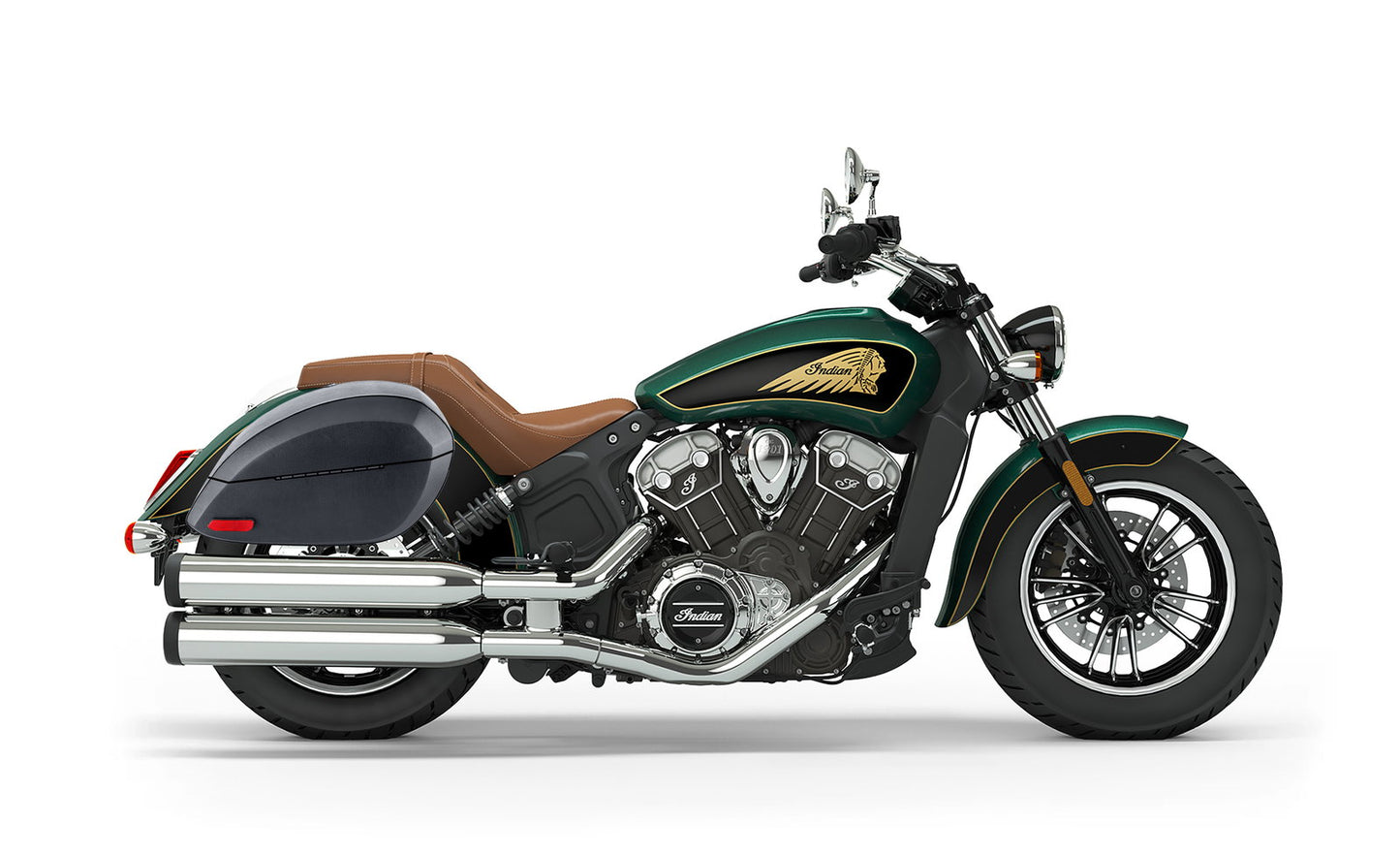 28L - Phantom Large Indian Scout Leather Wrapped Motocicleta Hard Alforjas