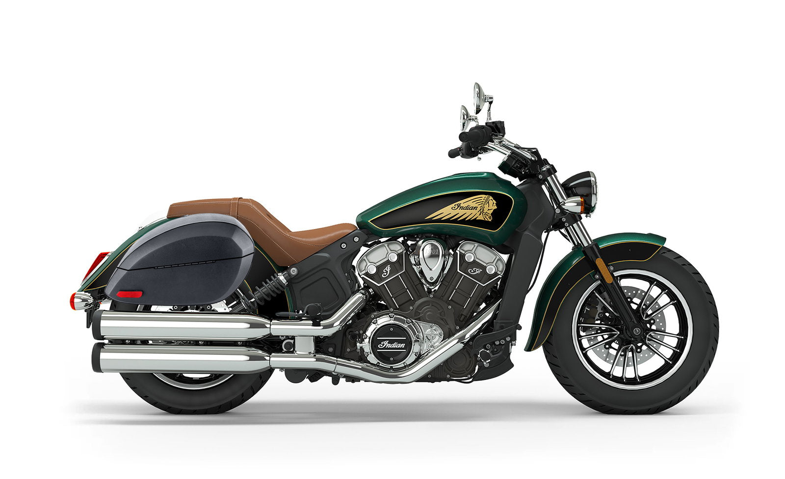 28L - Phantom Large Indian Scout Leather Wrapped Motocicleta Hard Alforjas