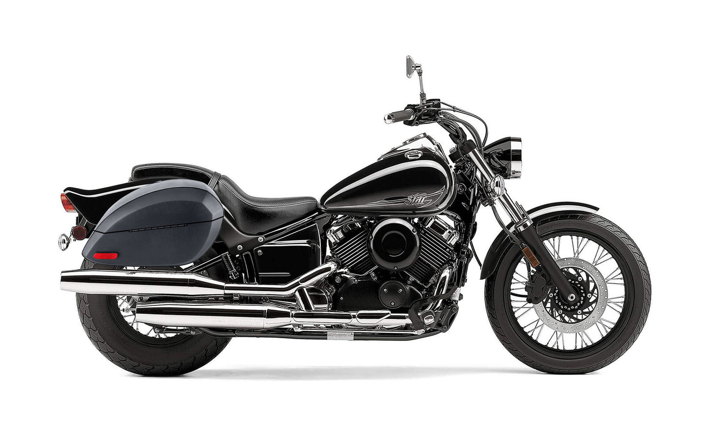 28L - Phantom Large Yamaha V Star 650 Custom XVS65T Leather Wrapped Motocicleta Hard Alforjas
