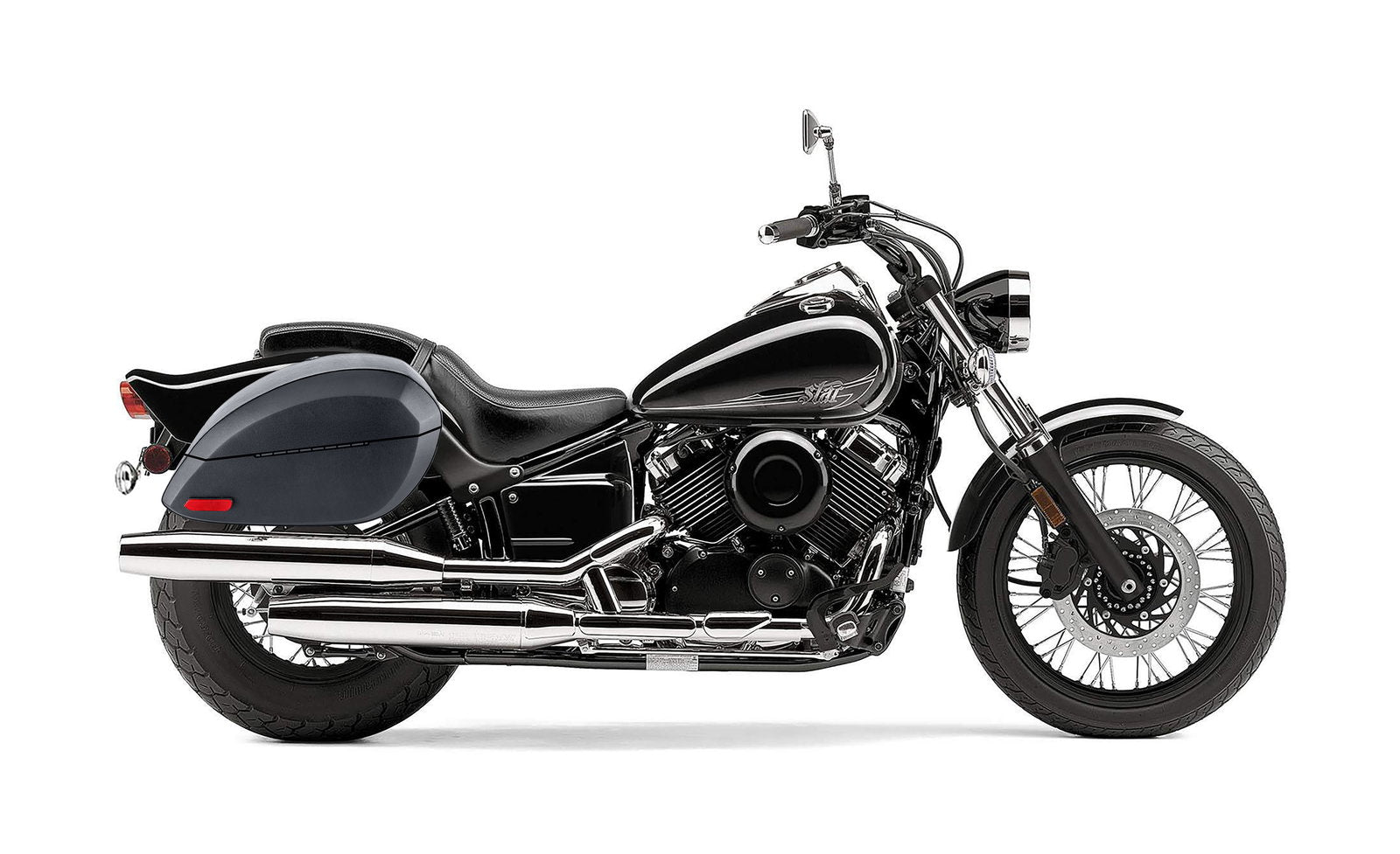28L - Phantom Large Yamaha V Star 650 Custom XVS65T Leather Wrapped Motocicleta Hard Alforjas