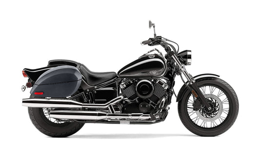 28L - Phantom Large Yamaha V Star 650 Custom XVS65T Leather Wrapped Motocicleta Hard Alforjas