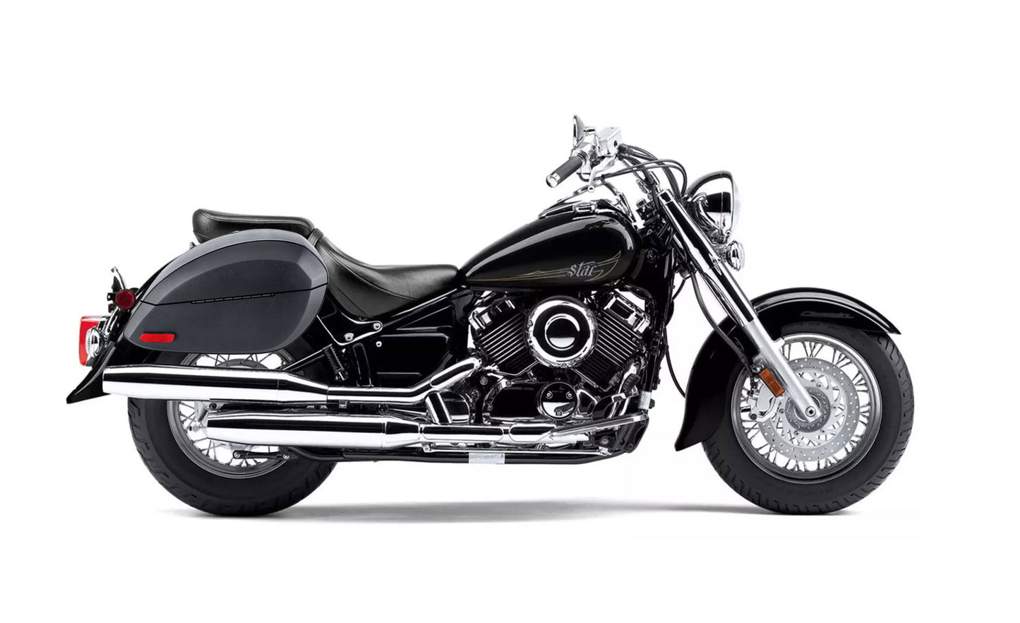 28L - Phantom Large Yamaha V Star 650 Classic XVS65A Leather Wrapped Motocicleta Hard Alforjas