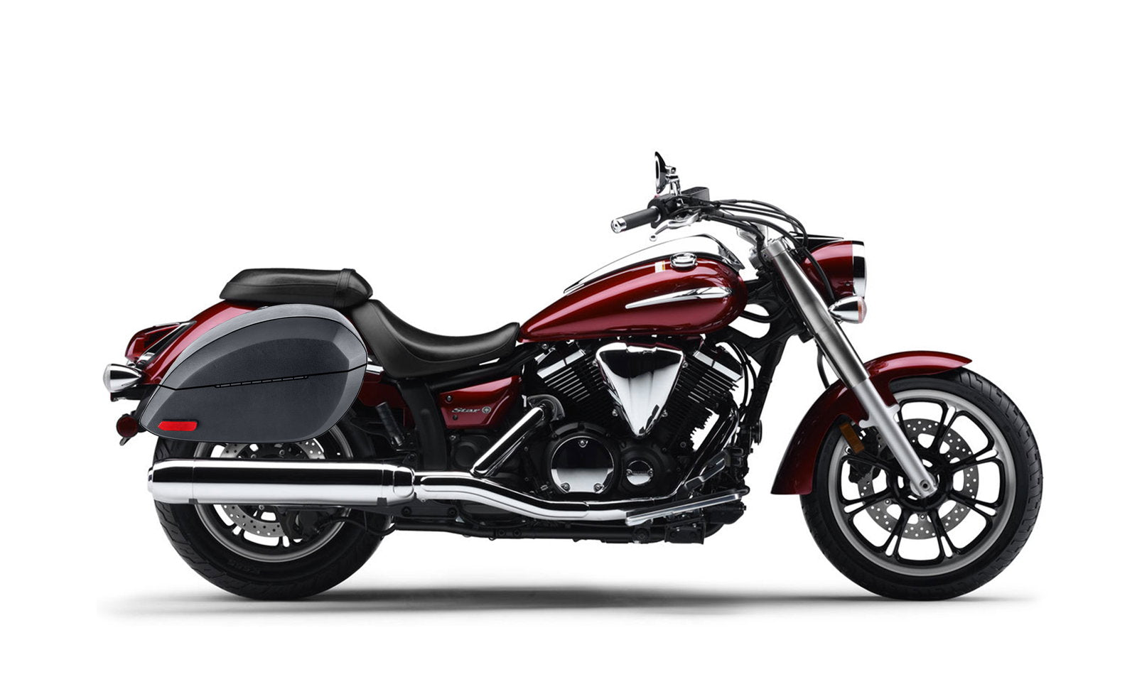 28L - Phantom Large Yamaha V Star 950 Leather Wrapped Motocicleta Hard Alforjas