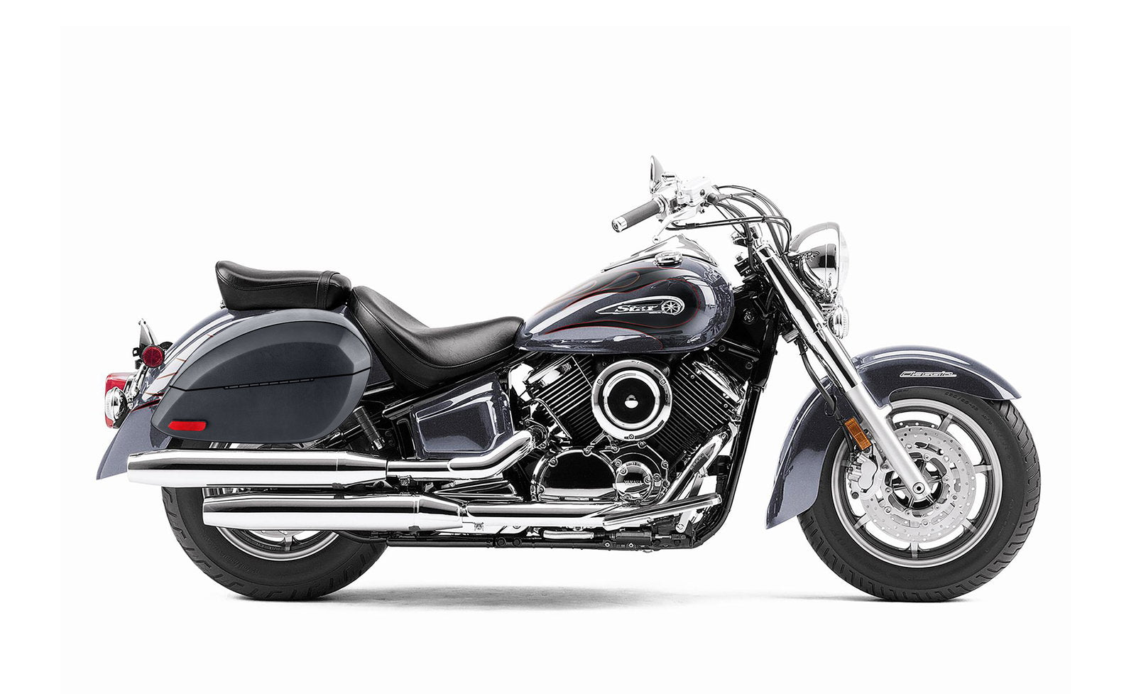 28L - Phantom Large Yamaha V Star 1100 Classic XVS11A Leather Wrapped Motocicleta Hard Alforjas