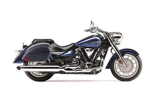 28L - Phantom Large Yamaha Stratoliner XV 1900 Leather Wrapped Motocicleta Hard Alforjas