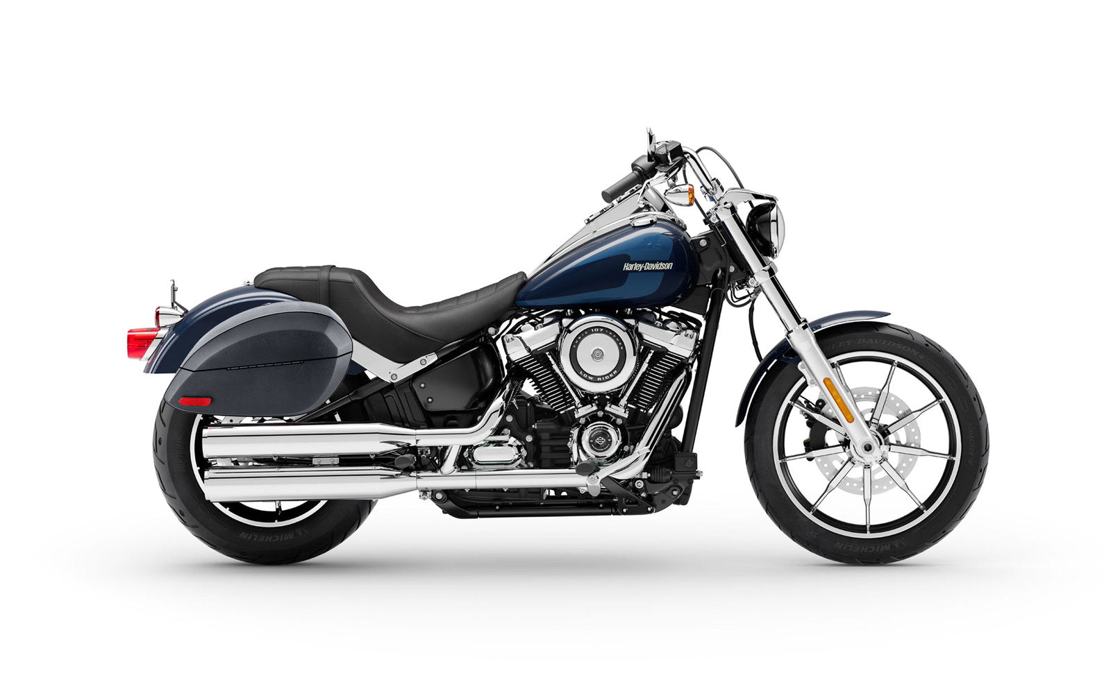 28L - Phantom Large Leather Wrapped Motocicleta Hard Alforjas para Harley Softail Low Rider FXLR