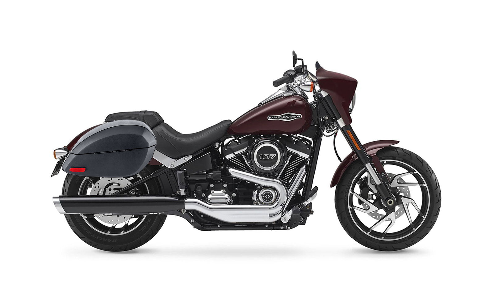 28L - Phantom Large Leather Wrapped Motocicleta Hard Alforjas para Harley Softail Sport Glide FLSB