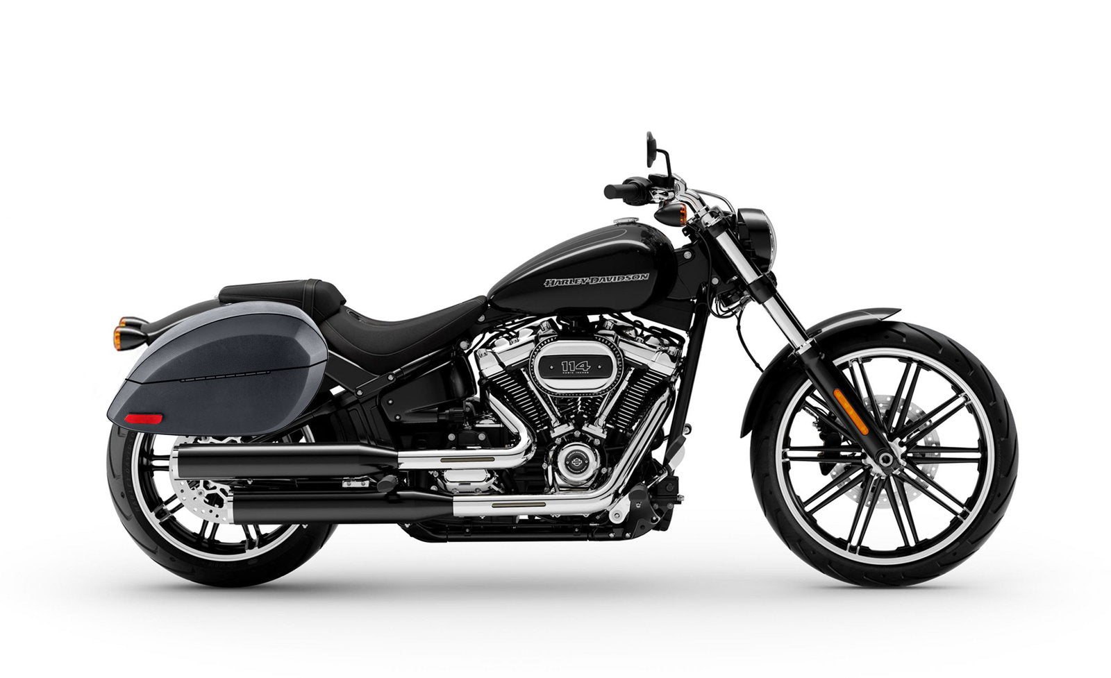 28L - Phantom Large Leather Wrapped Motocicleta Hard Alforjas para Harley Softail Breakout FXBR/S