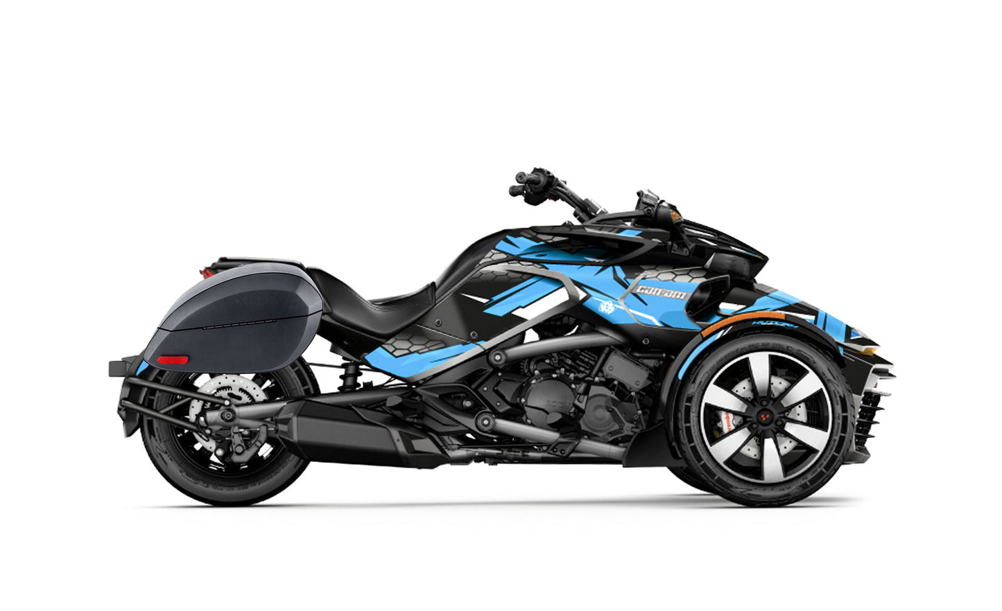 28L - Phantom Large CAN AM Spyder F3 Leather Wrapped Motocicleta Hard Alforjas