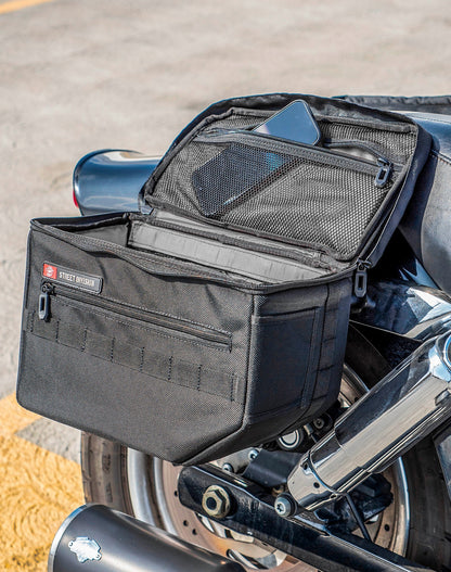 18L - Patriot Medium Motocicleta Throw Over Alforjas para Harley Dyna Fat Bob FXDF/SE