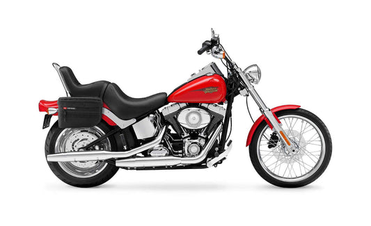 18L - Patriot Medium Motocicleta Throw Over Alforjas para Harley Softail Custom FXSTC