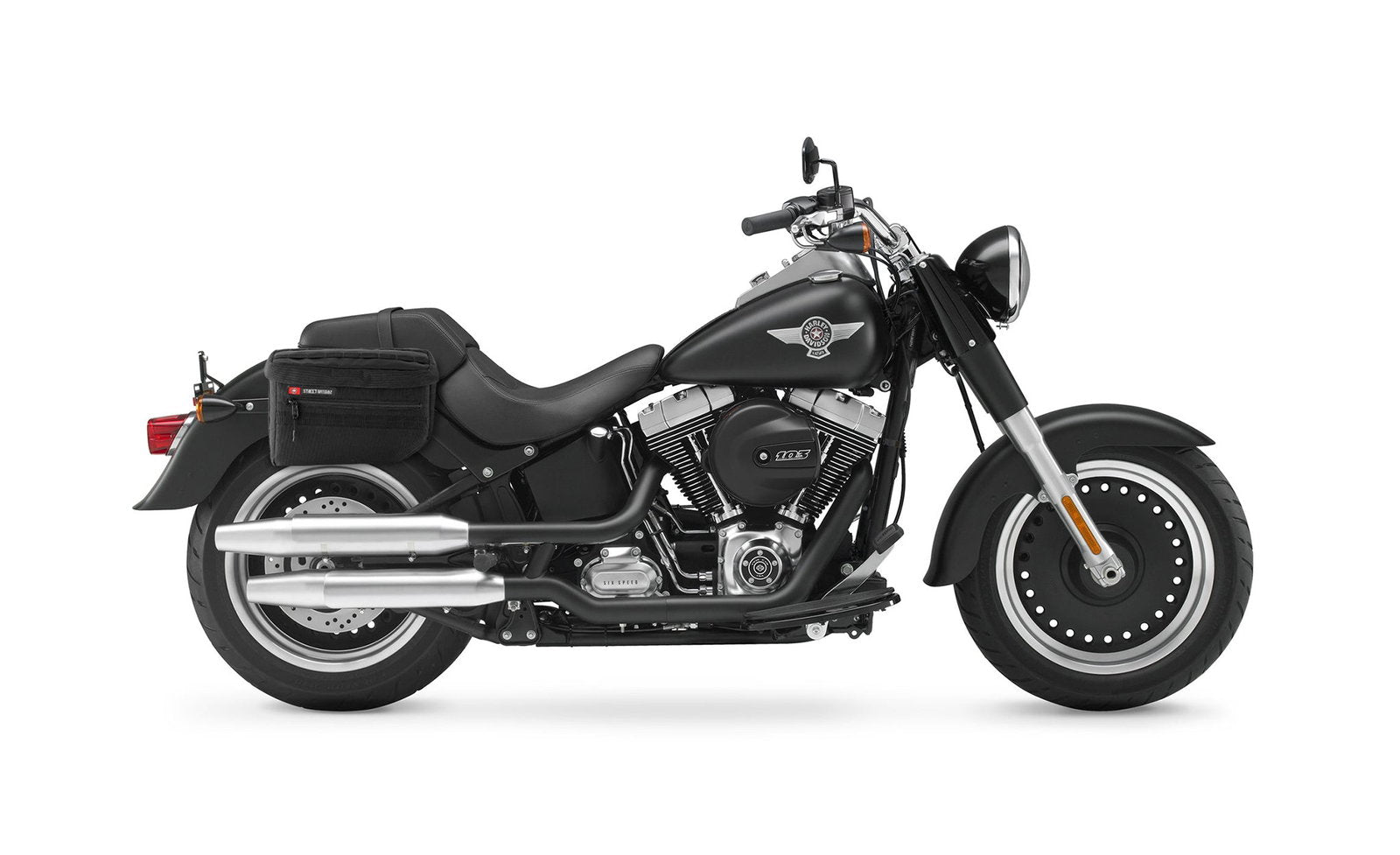18L - Patriot Medium Motocicleta Throw Over Alforjas para Harley Softail Fat Boy Lo FLSTFB