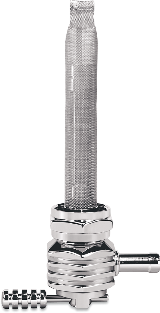 Fuel Valve - Finned Chrome - 22mm - Hex