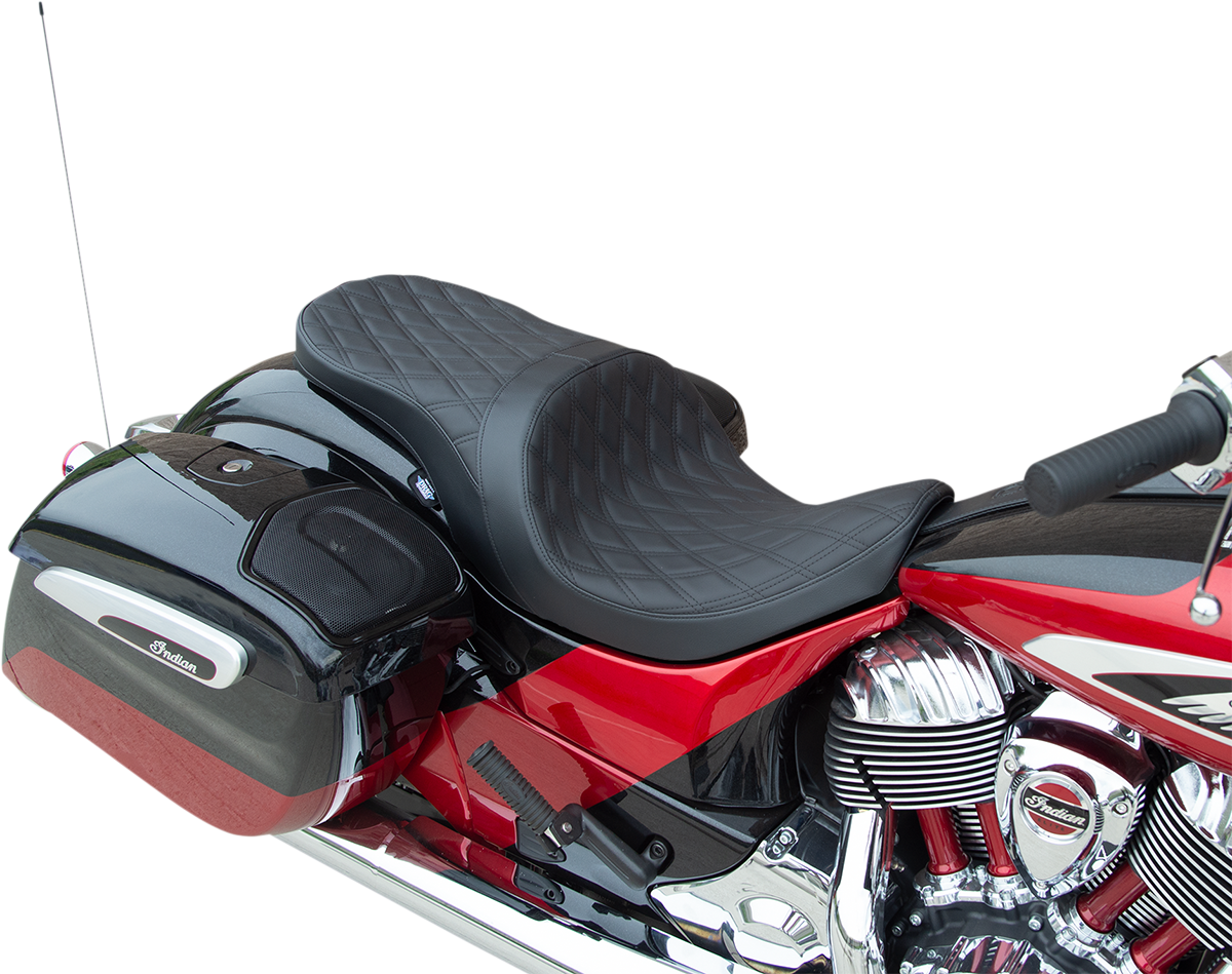 Low Profile Touring Seat - Double Diamond - Black - Solar Reflective Leather