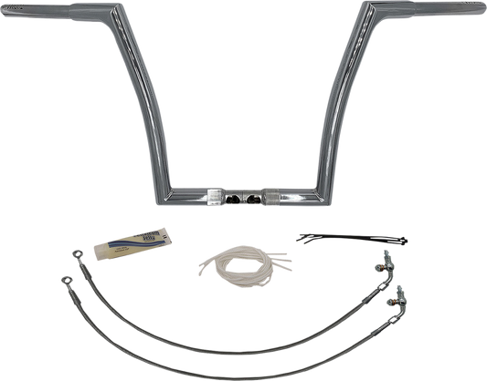 14" Chrome 1-1/4" Flat Top Handlebar Kit