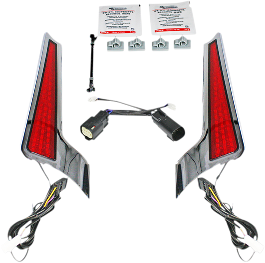 Fascia LED Light Panels - Chrome/Red