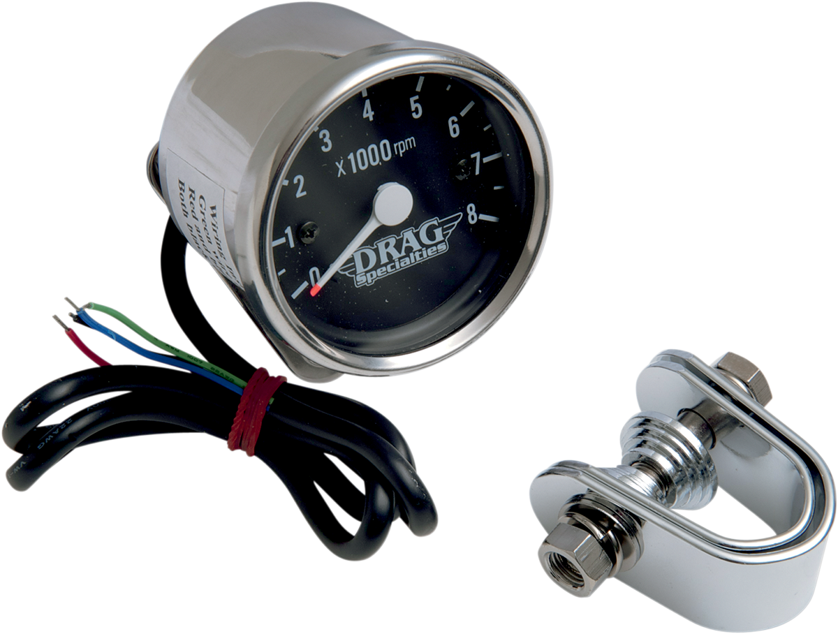 2.4" Mini Electronic 8000 RPM Tachometer - Chrome Housing - Black Face