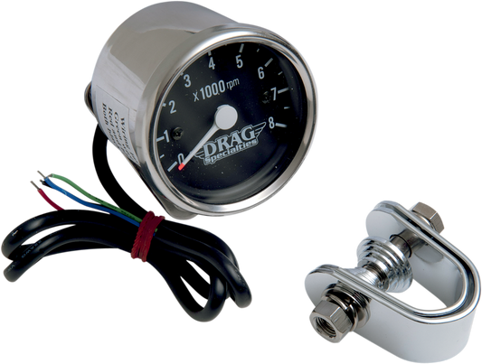 2.4" Mini Electronic 8000 RPM Tachometer - Chrome Housing - Black Face