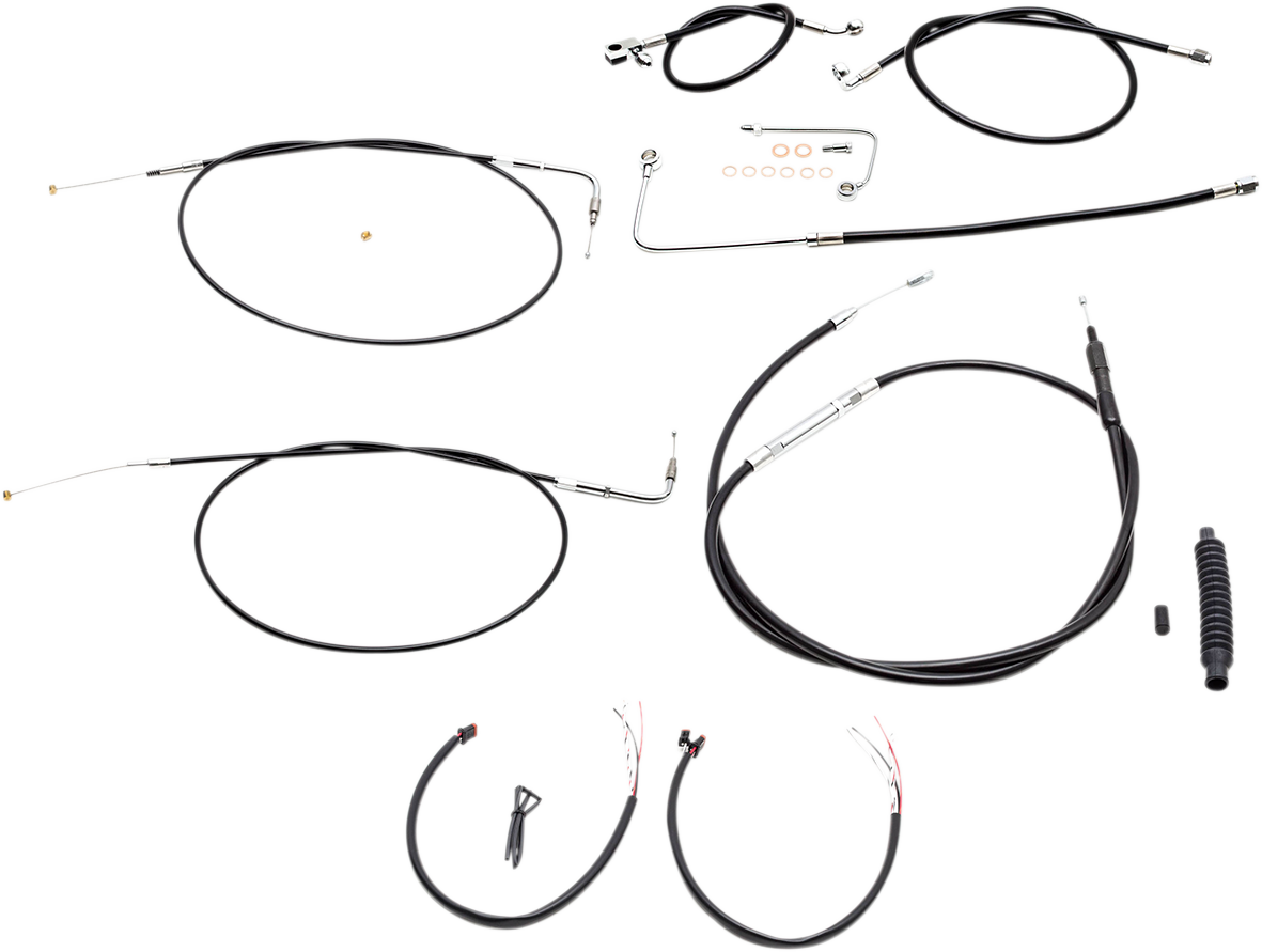 Handlebar Cable/Brake Line Kit - Complete - 12" - 14" Ape Hanger Handlebars - Black Vinyl