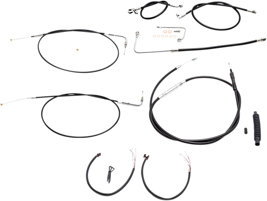 Handlebar Cable/Brake Line Kit - Complete - 12" - 14" Ape Hanger Handlebars - Black Vinyl