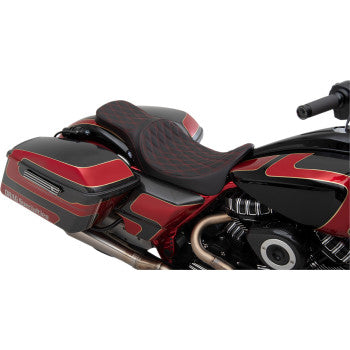 Predator 2-Up Seat - Double DIamond - Red Stitching - Solar Leather