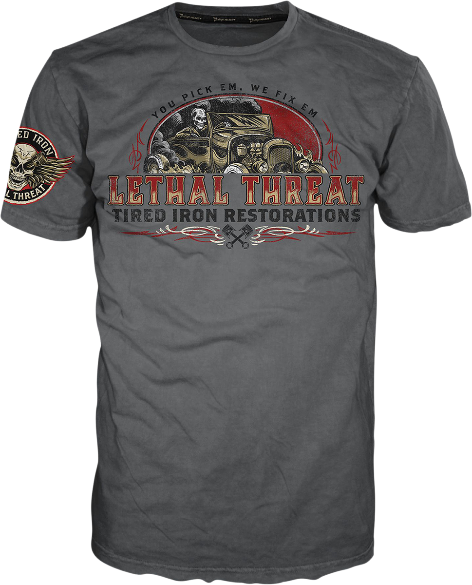 Vintage Velocity Tired Iron Restorations T-Shirt - Gray - 2XL