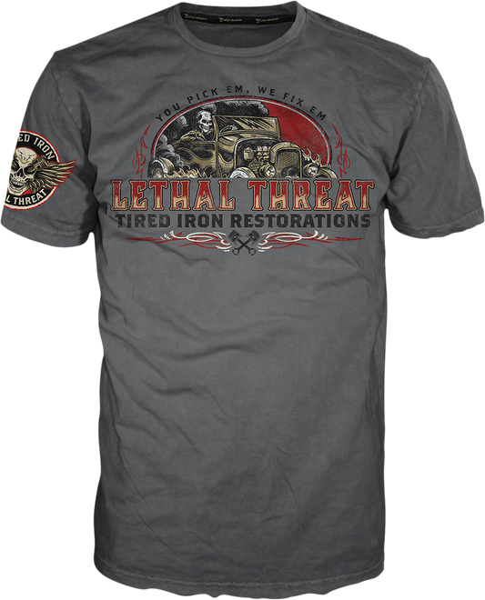 Vintage Velocity Tired Iron Restorations T-Shirt - Gray - 2XL