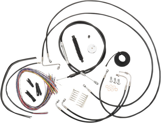 Complete Black Vinyl Braided Handlebar Cable/Brake Line Kit for 15" - 17" Ape Hanger Handlebars2709734