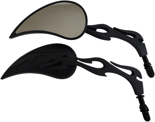 Flame Billet Mirror - Black