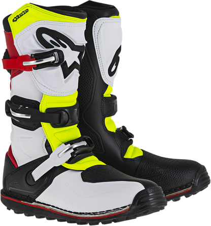 Botas Alpinestars Tech-T - Blanco/Rojo/Fluorescente Amarillo/Negro