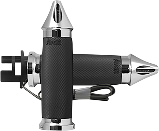 Grips - Heated - Custom Contour - Spike - Indian - Chrome