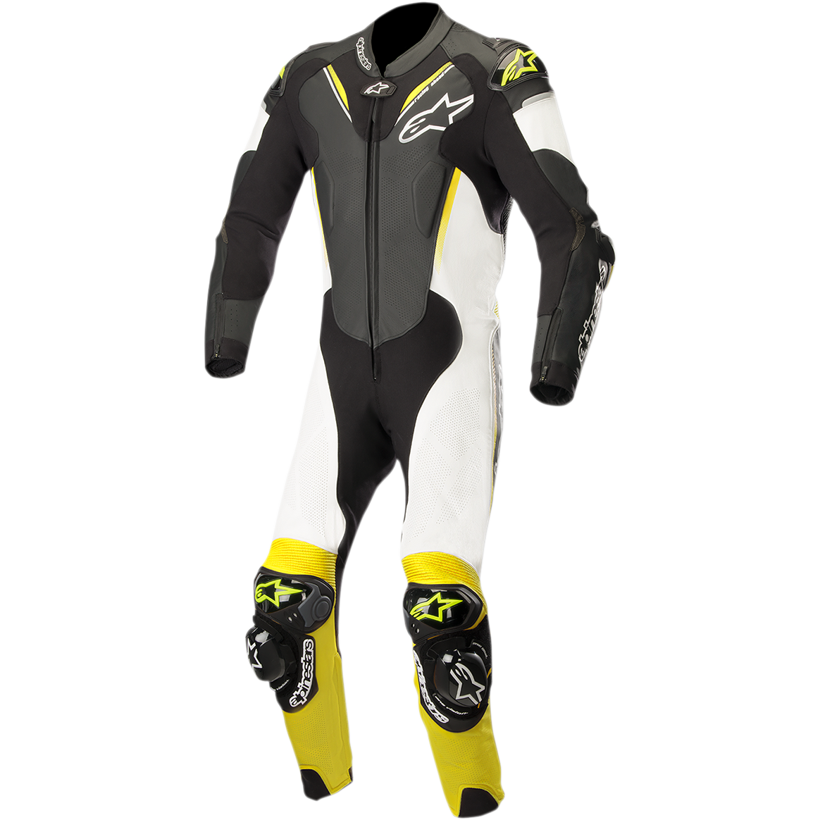 Traje de Piel de una Pieza Alpinestars Atem V3 Negro/Blanco/Amarillo Fluo