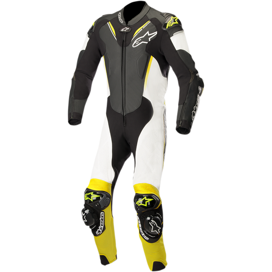 Traje de Piel de una Pieza Alpinestars Atem V3 Negro/Blanco/Amarillo Fluo